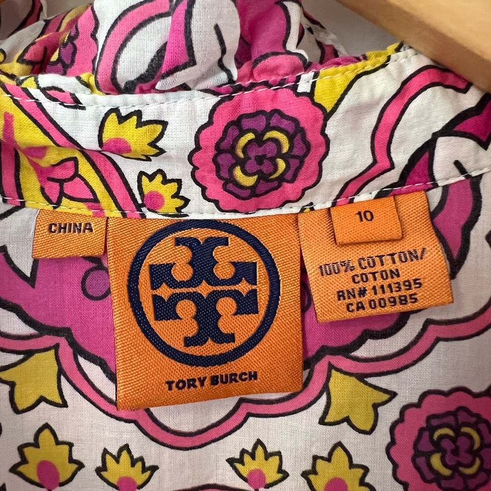 Tory Burch Pink and Yellow Floral Sleeves Blouse - Picture 2 of 6